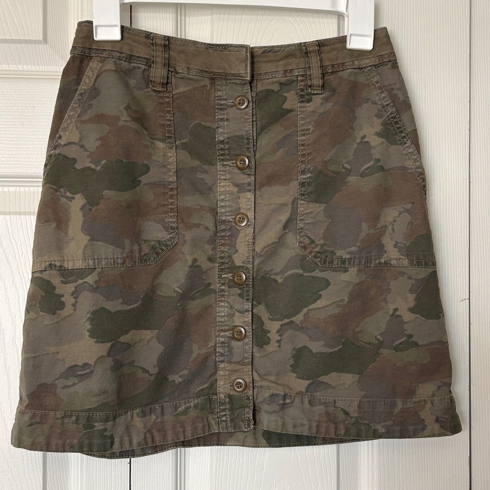 Anthropologie Camouflage‎ Button Front Utility A Line Mini Skirt Size 4